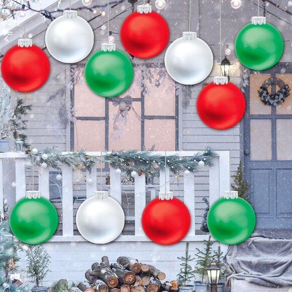 NEW   9 PCS Outdoor Christmas Decorations,Large Inflatable Christmas Balls (9") - Picture 3 of 9